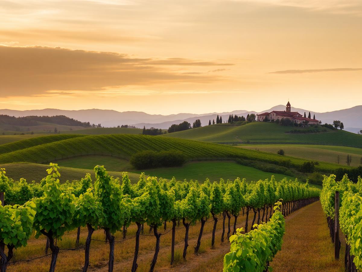 Vigneti di Montefalco al tramonto